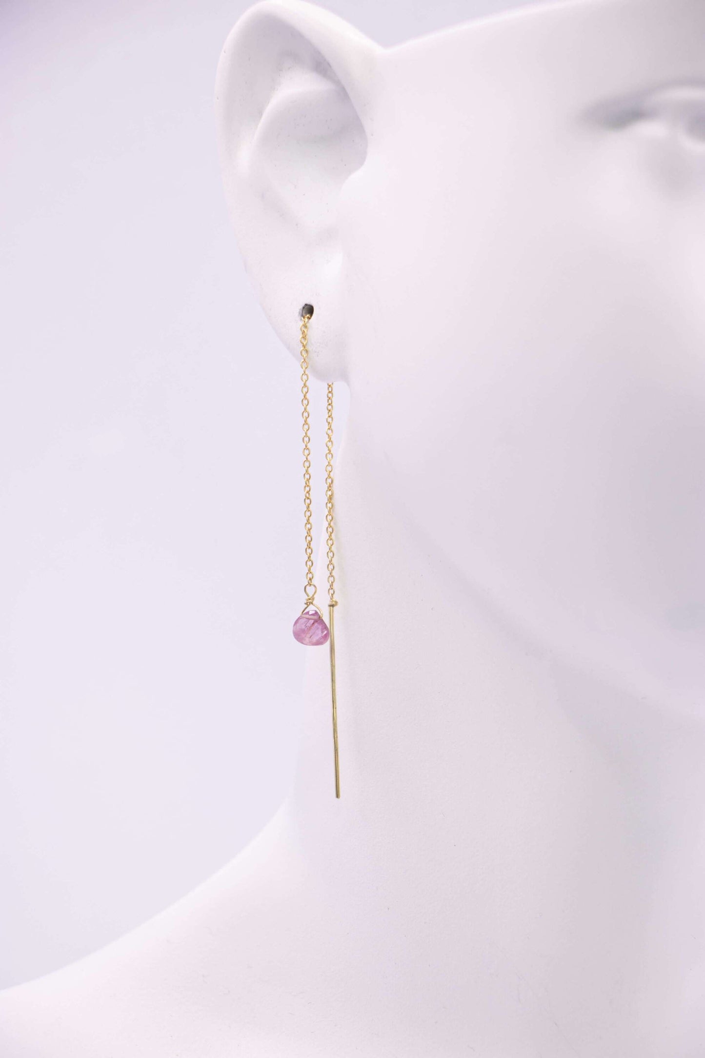 BOUCLES - ANAHATA CHAÎNE OR 14K ET TOURMALINE ROSE