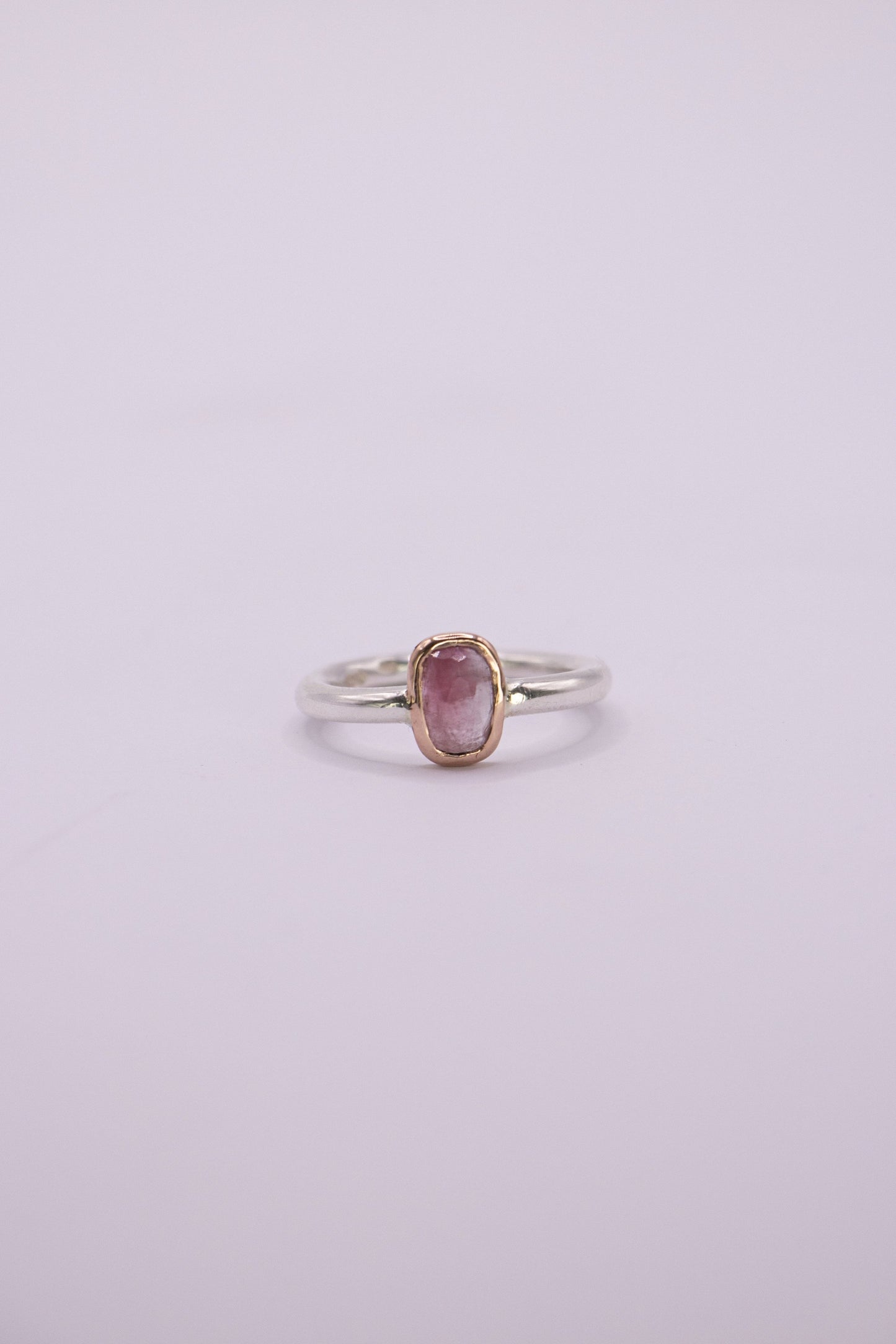 BAGUE - TOURMALINE ARGENT ET OR ROSE 18k