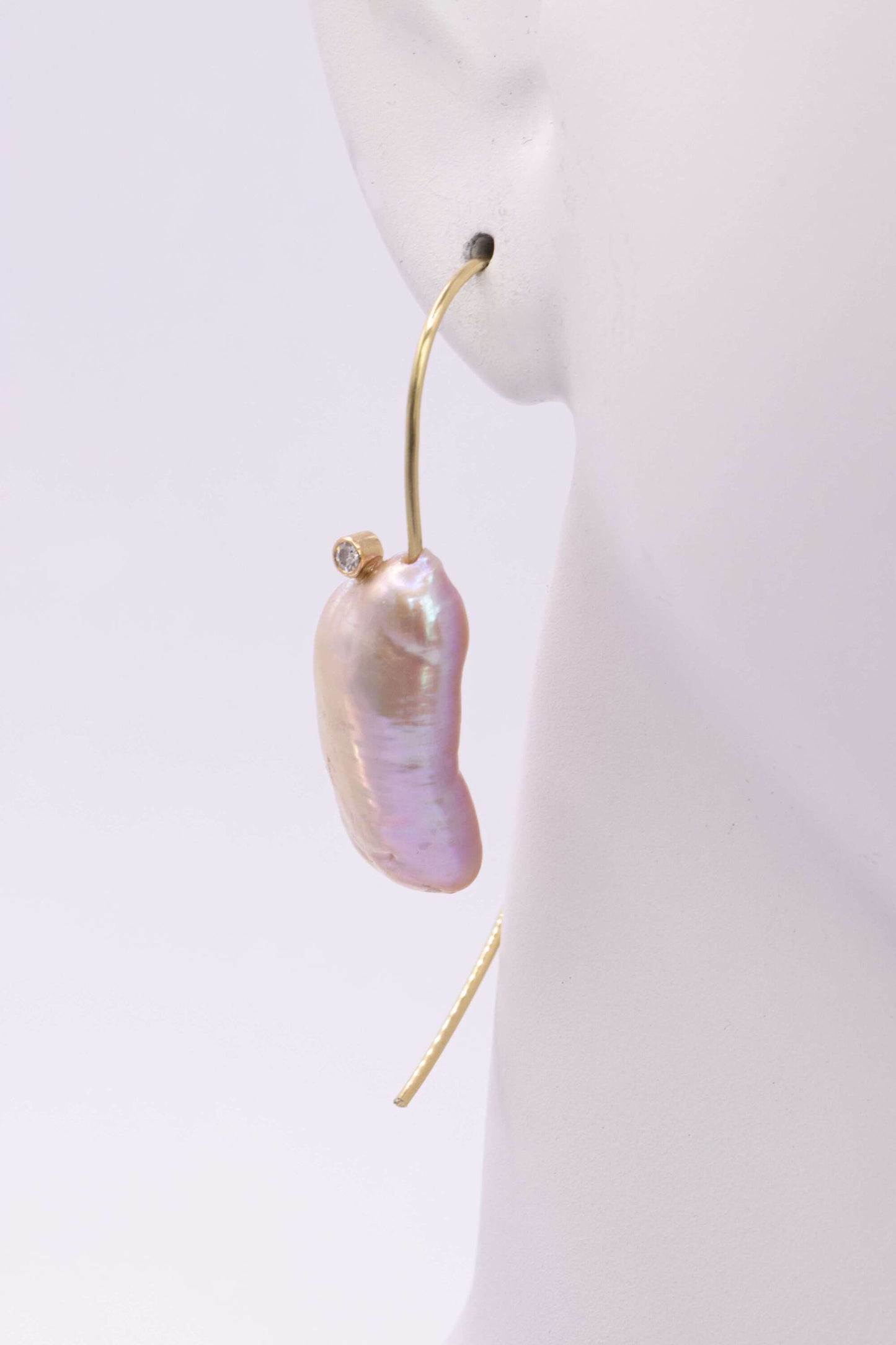 BOUCLES - OR JAUNE PERLE D'EAU DOUCE ET DIAMANTS