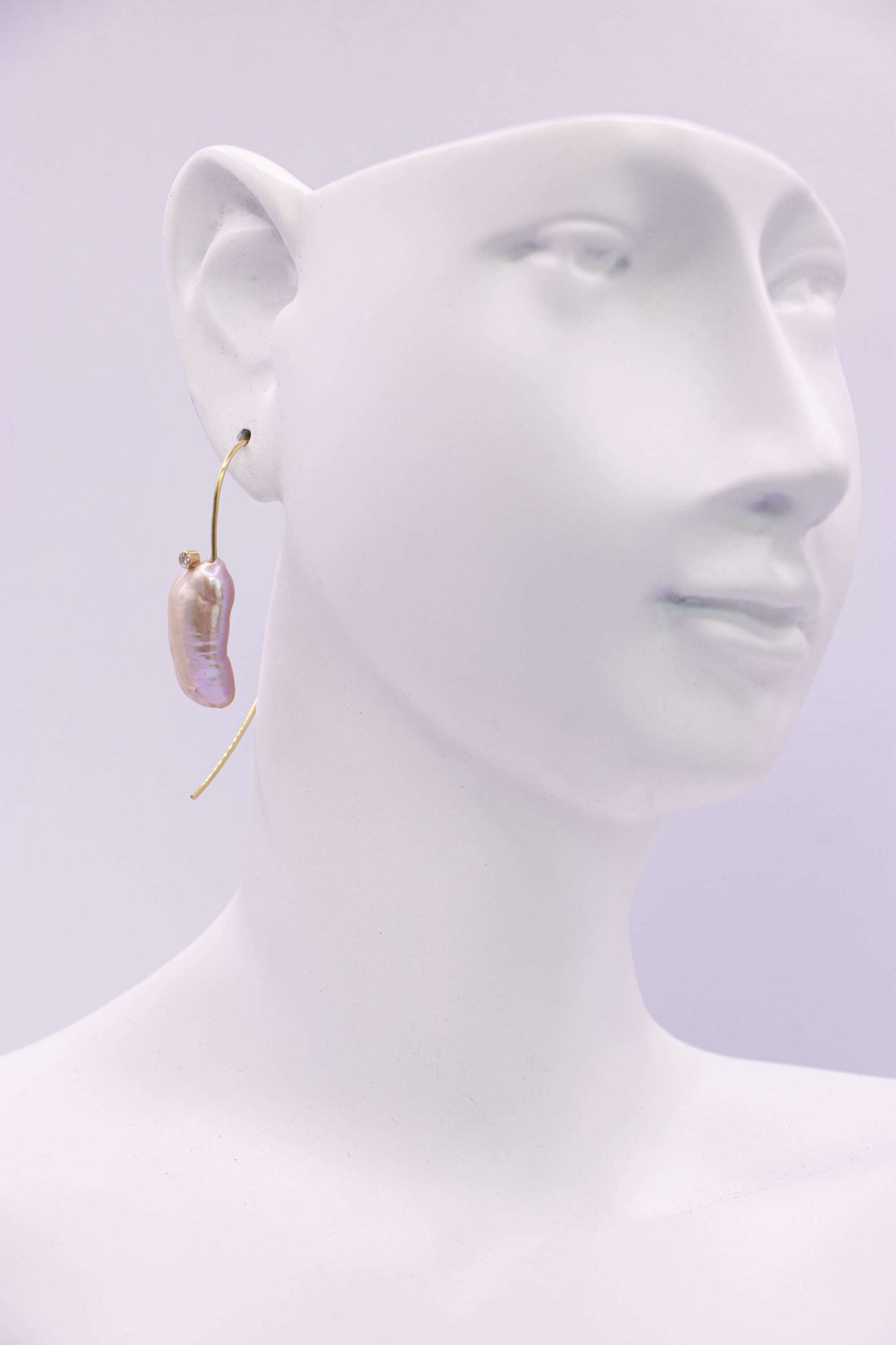 BOUCLES - OR JAUNE PERLE D'EAU DOUCE ET DIAMANTS