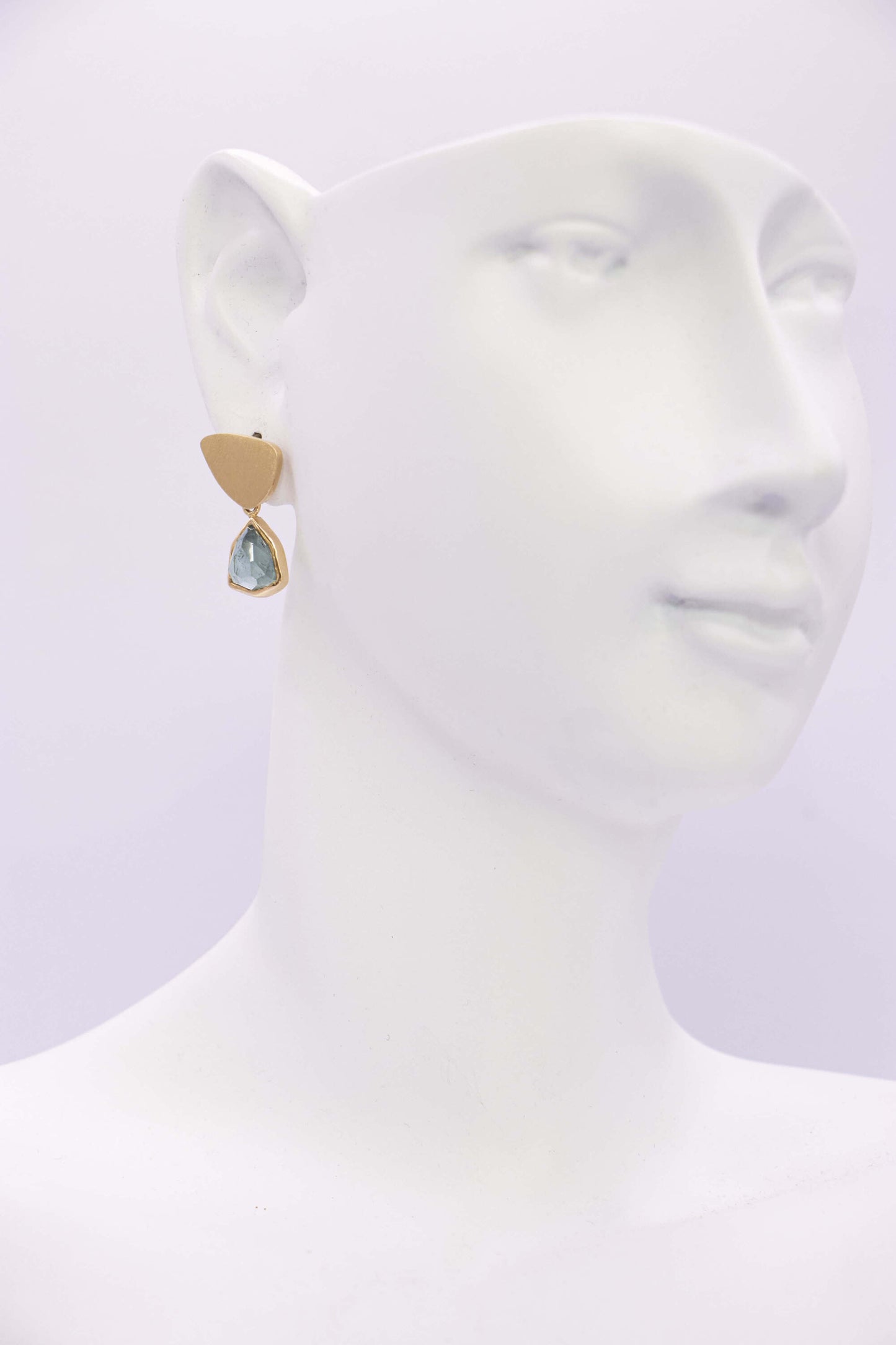 BOUCLES - INTERCHANGEABLES OR JAUNE ET TOURMALINE BLEUE