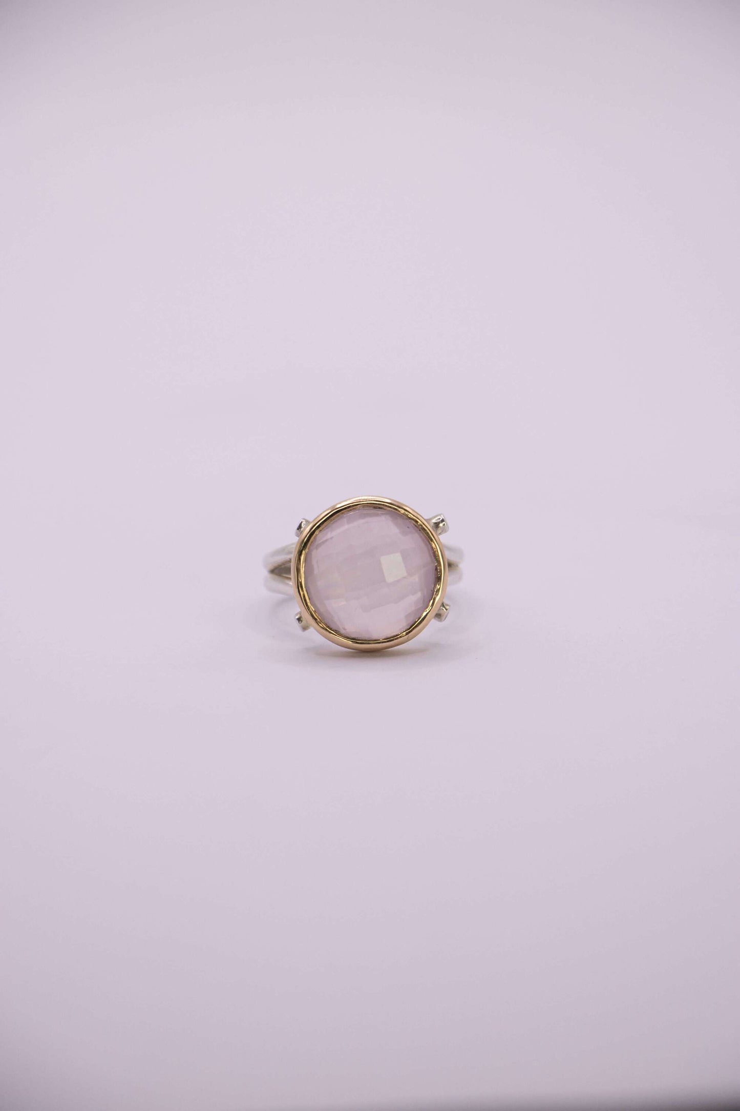 BAGUE - LA VIE EN ROSE ARGENT OR ET QUARTZ ROSE