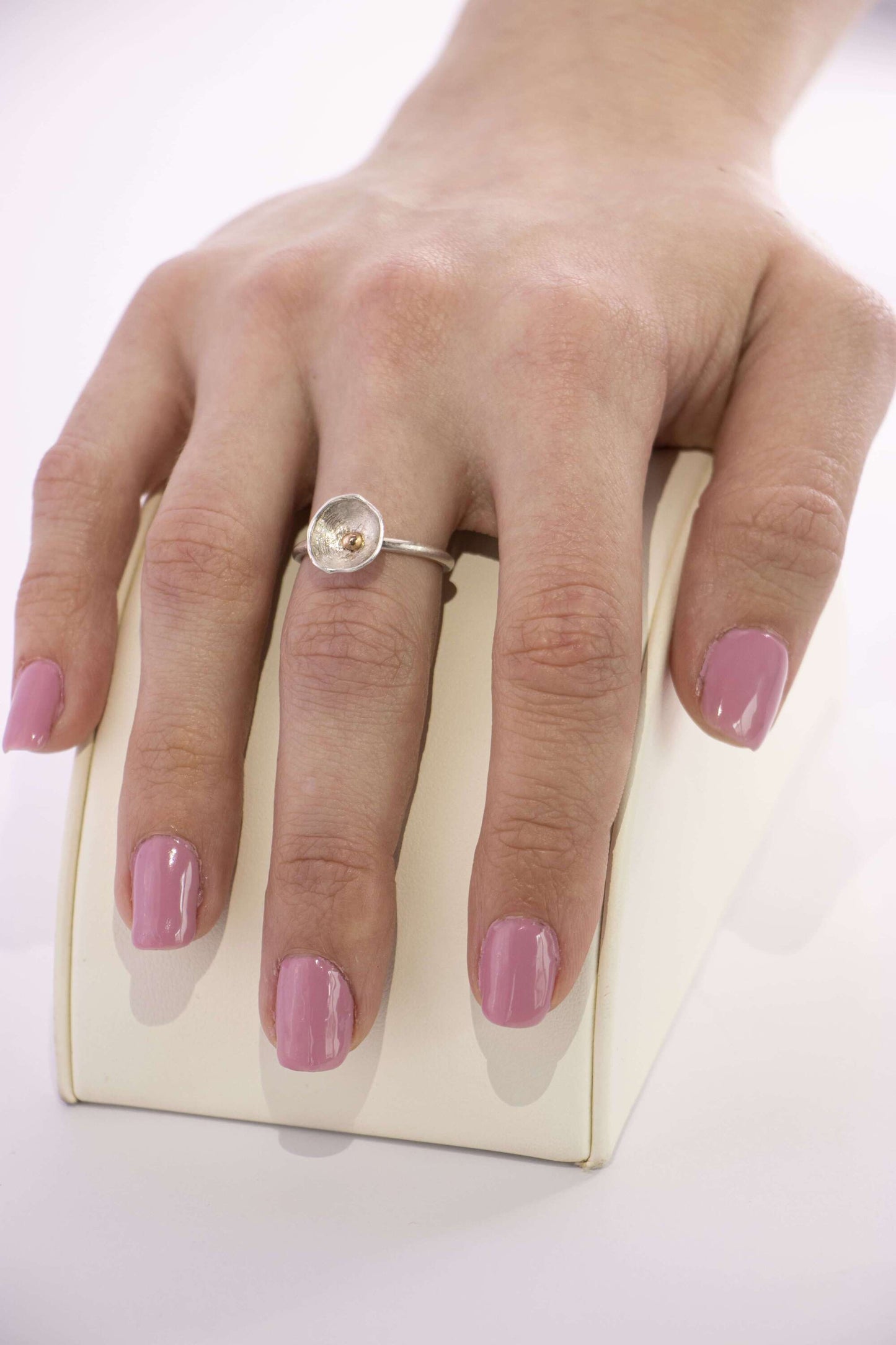 BAGUE - ARUM ARGENT ET COEUR OR ROSE 18k