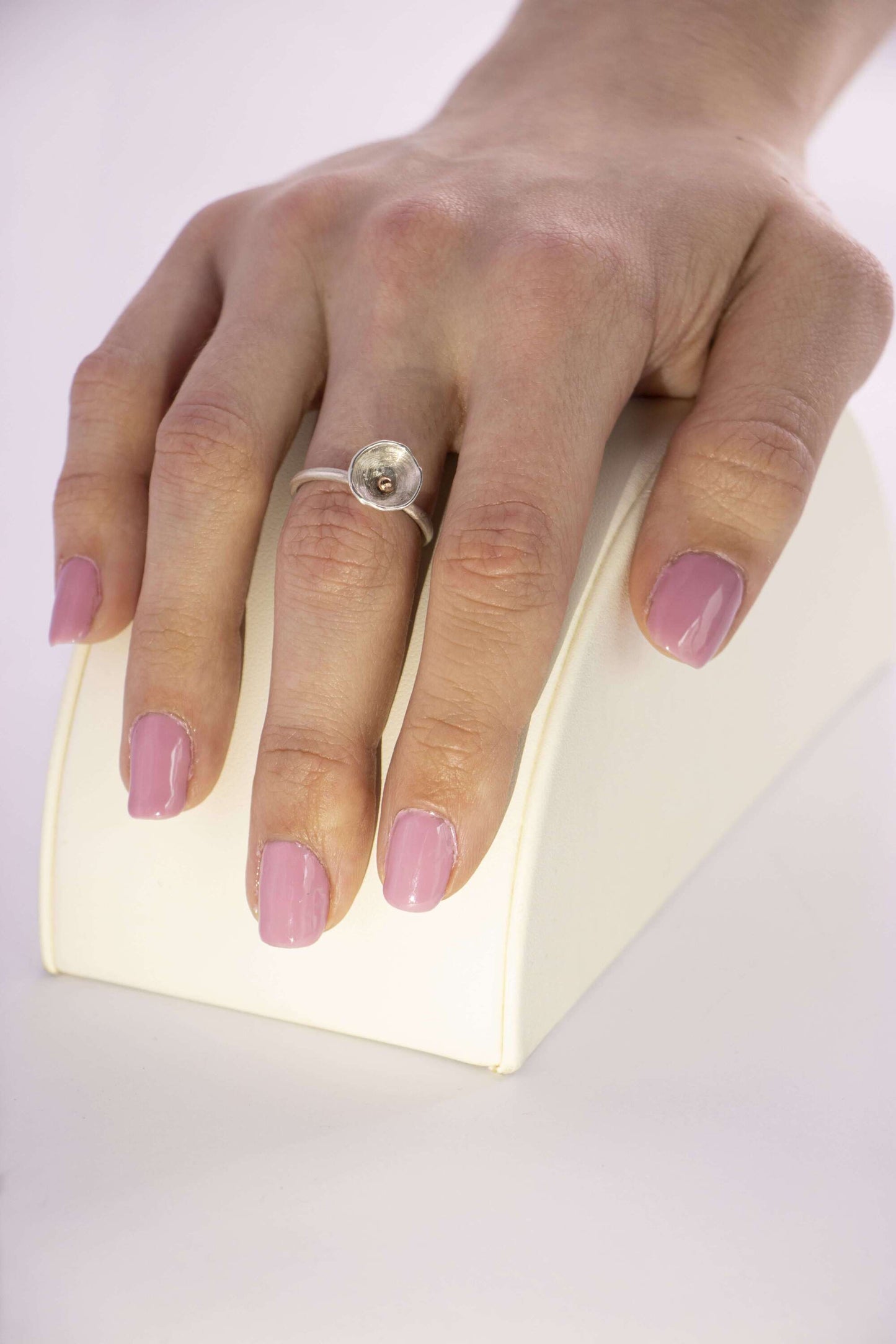 BAGUE - ARUM ARGENT ET COEUR OR ROSE 18k